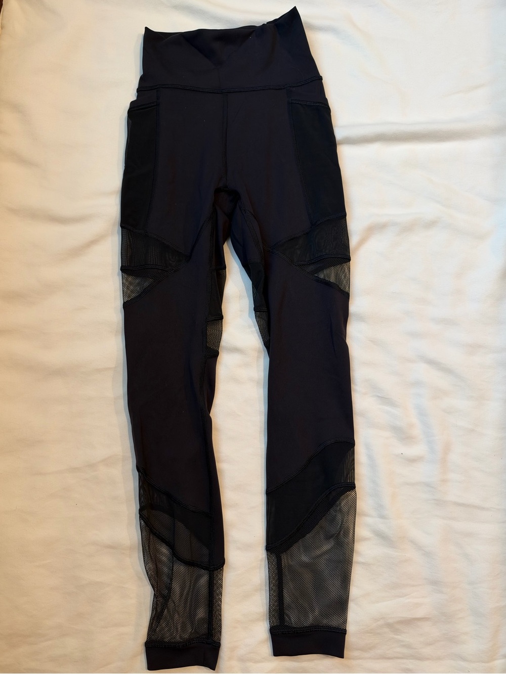Lululemon High-Waist Black Mesh Panel Leggings - Women